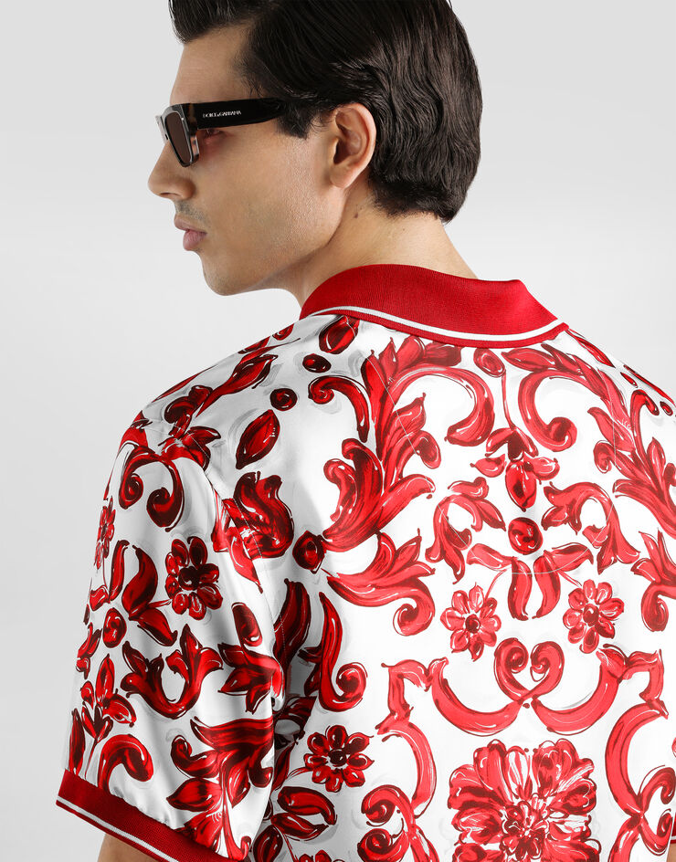 Dolce & Gabbana Majolica-print silk twill polo shirt Multicolor G8ST9THI13W