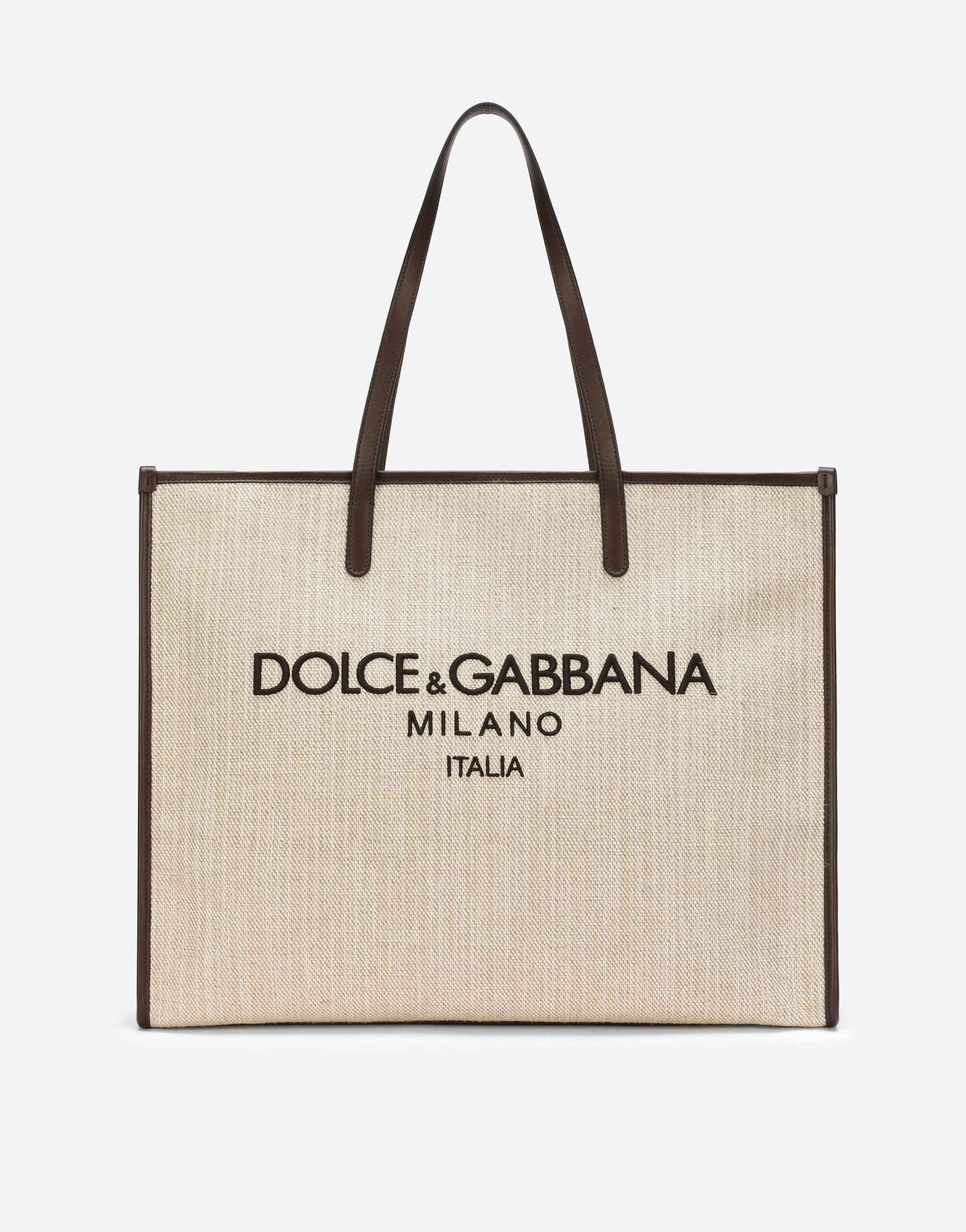 Dolce & Gabbana Bolso shopper grande de lona estructurada Beige BM3025AN232