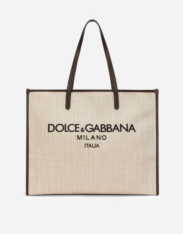 Dolce & Gabbana حقيبة تسوق كانفاس هيكلية كبيرة بيج BM3025AN232