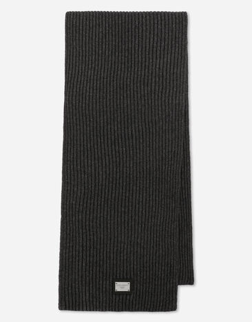Dolce & Gabbana Wool scarf with DG patch Black A10782AB640