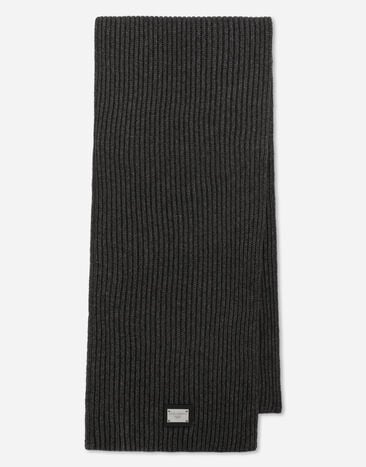 Dolce & Gabbana Wool scarf with DG patch Print GQ260EHI1Q3
