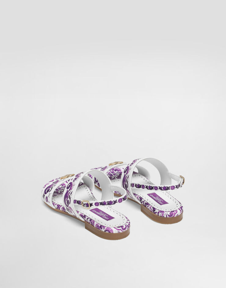 Dolce & Gabbana Majolica-print calfskin sandal Multicolor D10819A1114