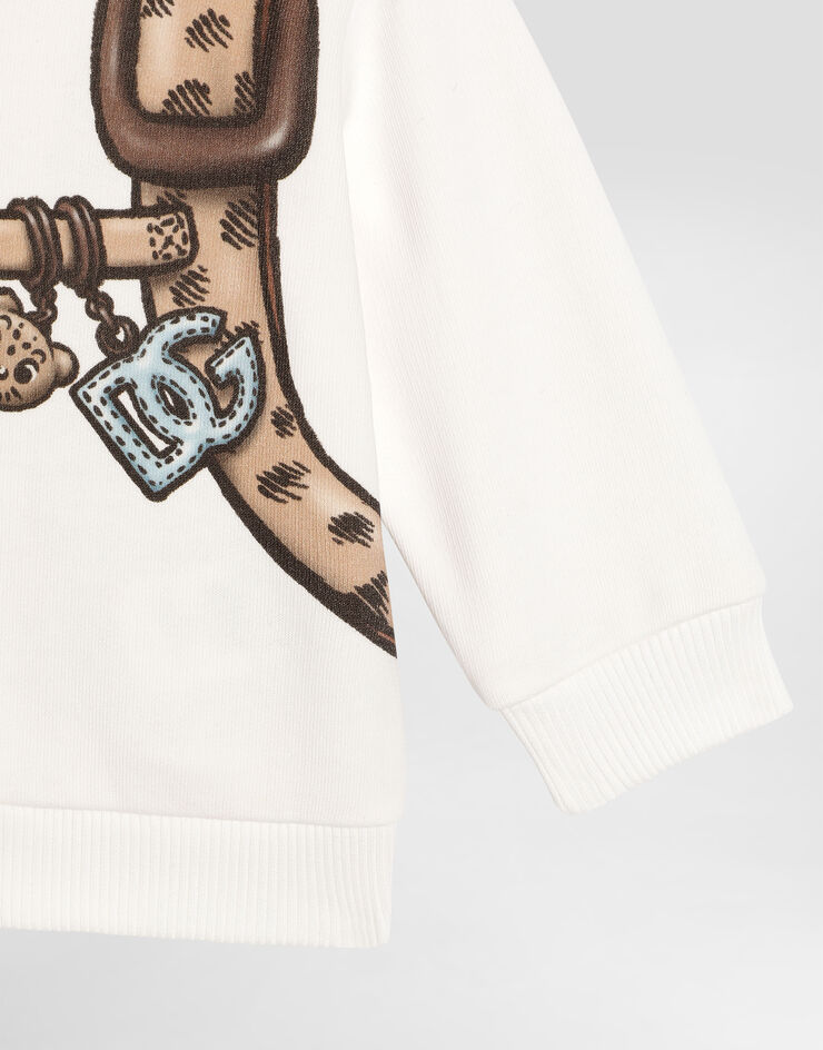 Dolce & Gabbana Zipped hoodie with print backpack and DG patch White L1JWITG7PJC