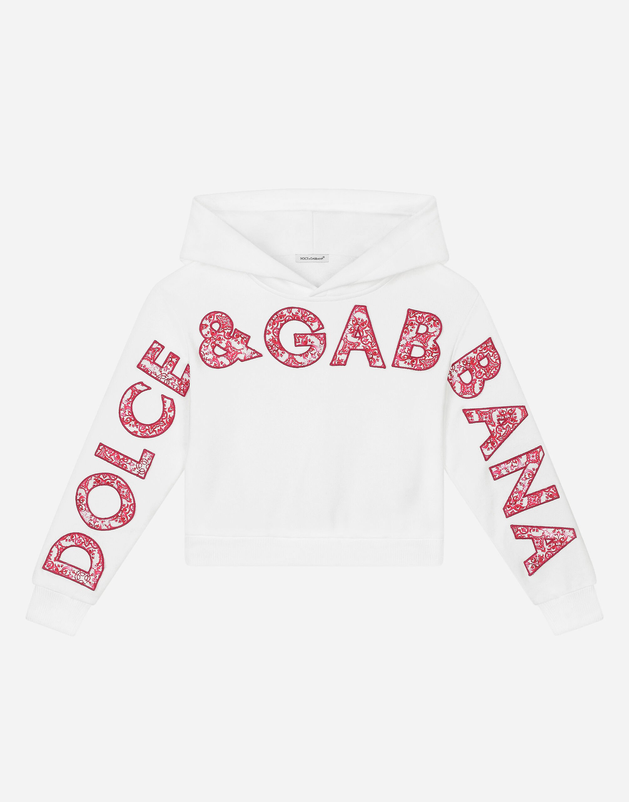 Dolce & Gabbana Hoodie with logo appliqué Blue LBKH94JCVF9