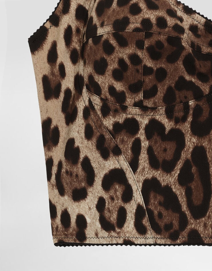 Dolce & Gabbana Leopard-print charmeuse bustier top Print F7W98TGDCLP