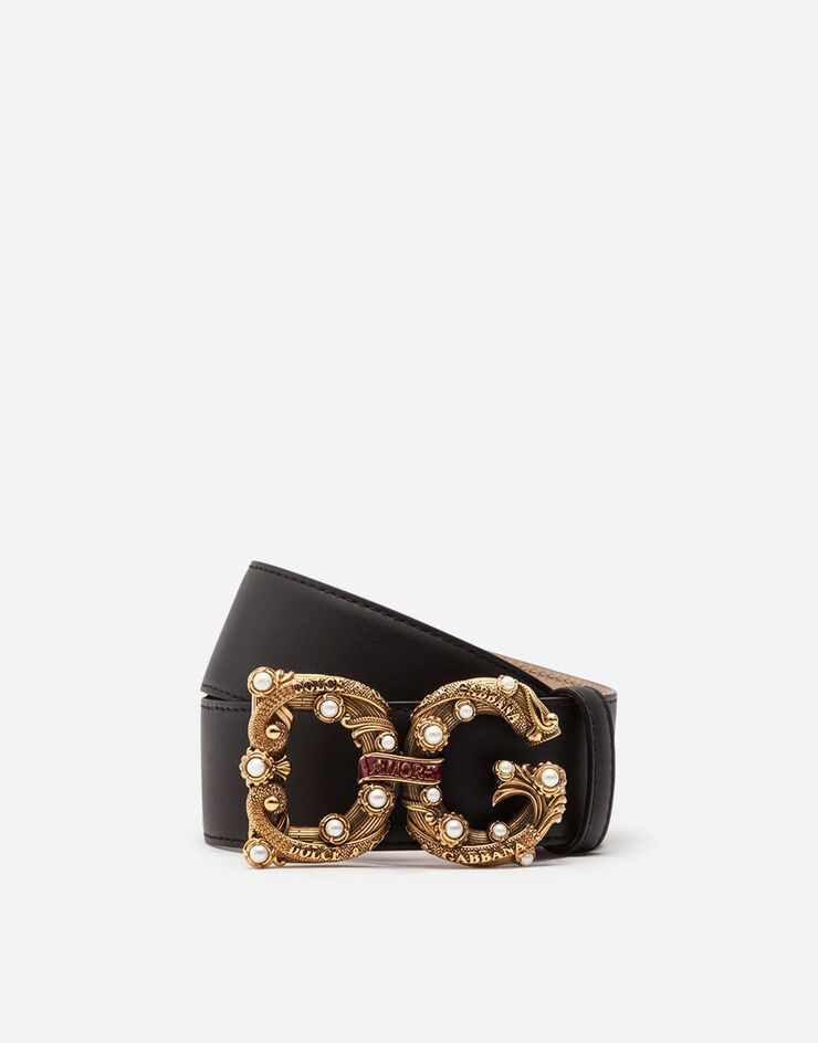 Dolce & Gabbana Calfskin belt with DG Amore logo NERO BE1346AK133