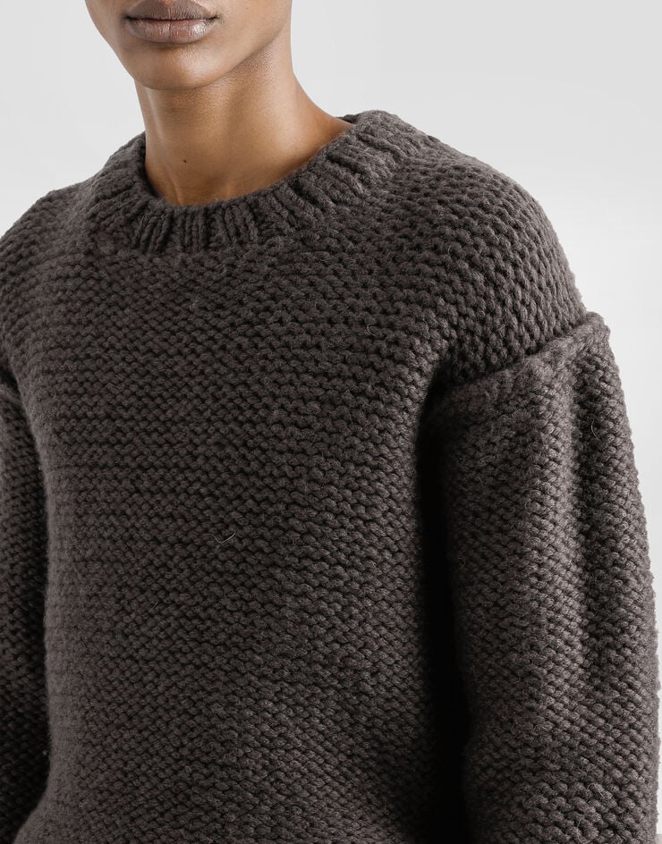 Dolce & Gabbana Pullover aus Wolle und Kaschmir Brown GXXAGTJGMC7