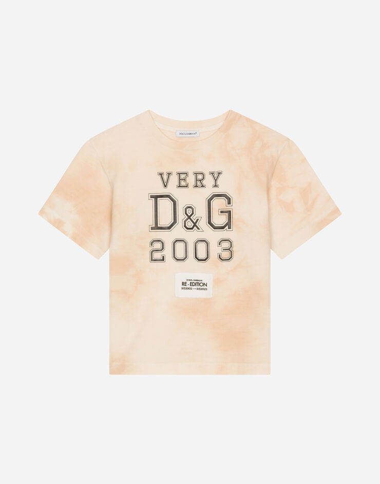 Dolce & Gabbana Jersey T-shirt with very D&G print Beige L4JTEYG7I8T