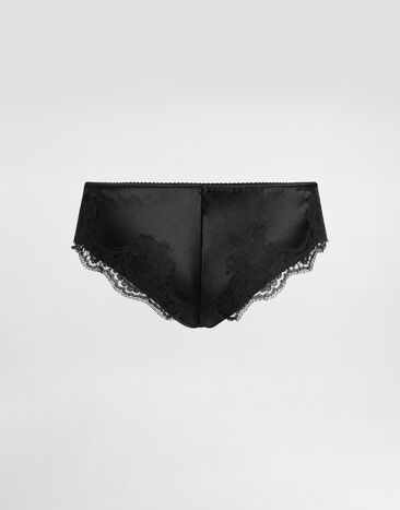 Dolce & Gabbana Satin briefs with lace detailing Black O2A02TFUAD8