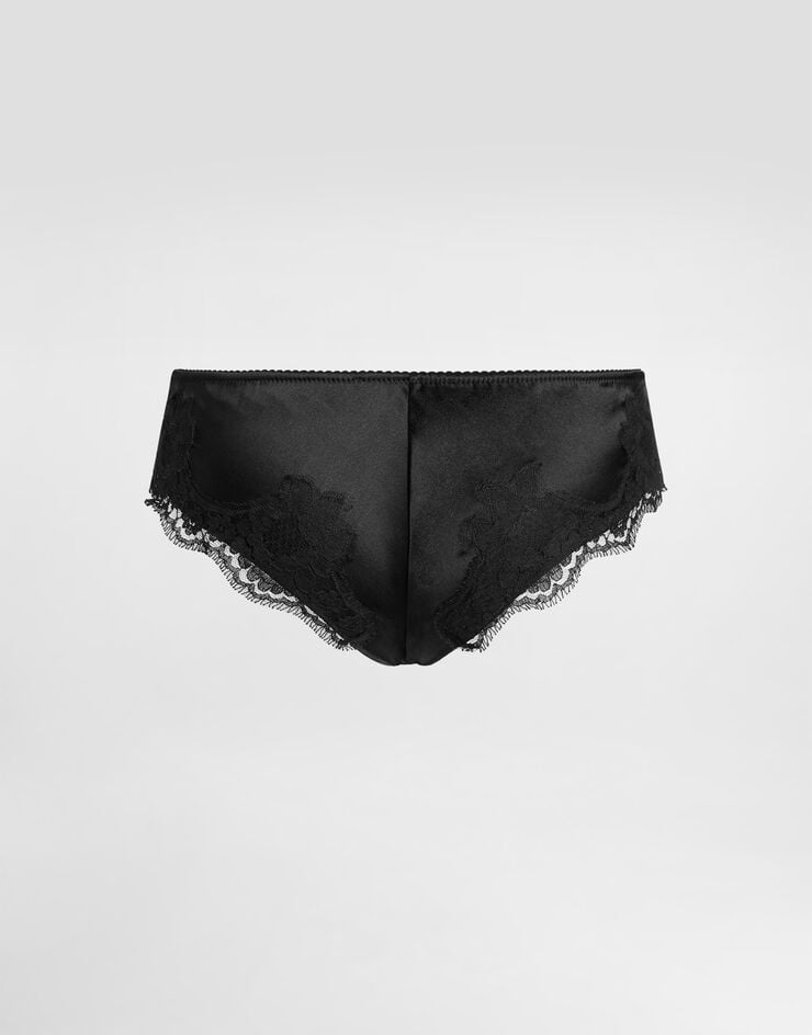 Dolce & Gabbana Satin briefs with lace detailing Black O2A02TFUAD8