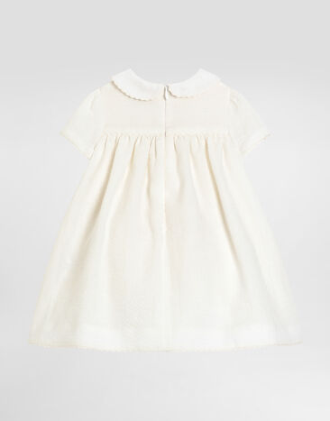 Dolce & Gabbana Seersucker linen dress with embroidery White L24DP1FU4MZ