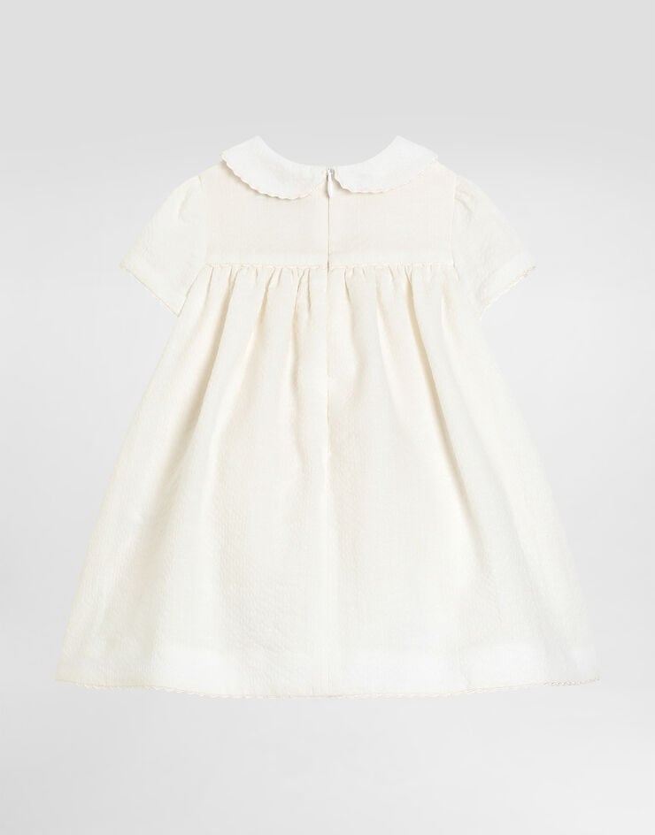 Dolce & Gabbana Seersucker linen dress with embroidery White L24DP1FU4MZ