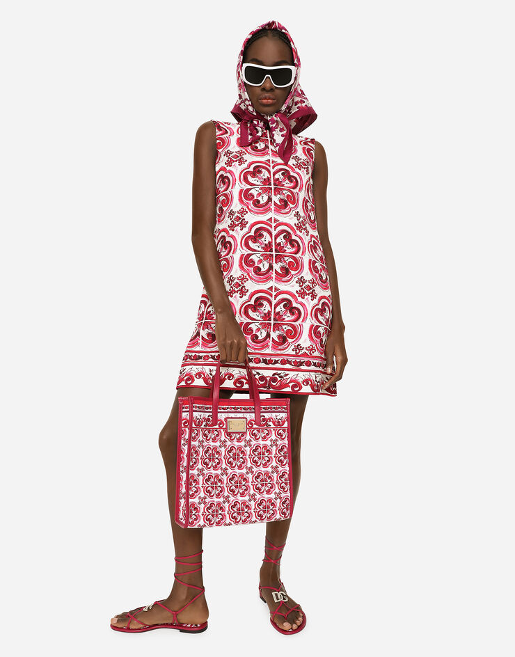 Dolce&Gabbana Vestido corto de brocado con estampado Maiolica Multicolor F6ADUTFPTAI