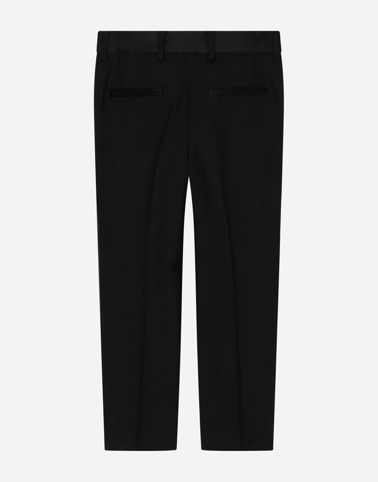 Dolce & Gabbana Single-breasted tuxedo suit in stretch wool Black L41U49FUBBG