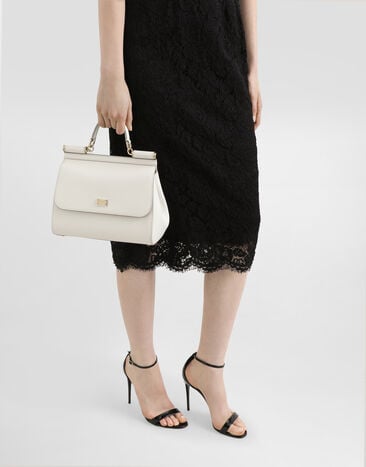 Dolce & Gabbana 도핀 송아지 가죽으로 완성한 라지 Sicily 핸드백 화이트 BB6002A1001