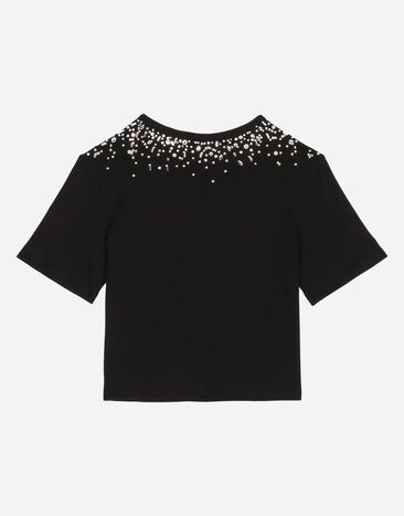 Dolce & Gabbana Camiseta de punto con logotipo DG Negro L5JTMDG7K2V