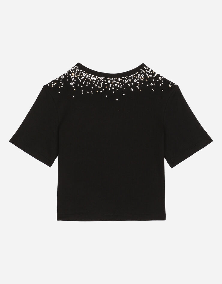 Dolce & Gabbana T-Shirt aus Jersey mit DG-Logo Schwarz L5JTMDG7K2V