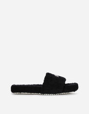 Dolce & Gabbana Terrycloth sliders with logo tag Black A80440AO602