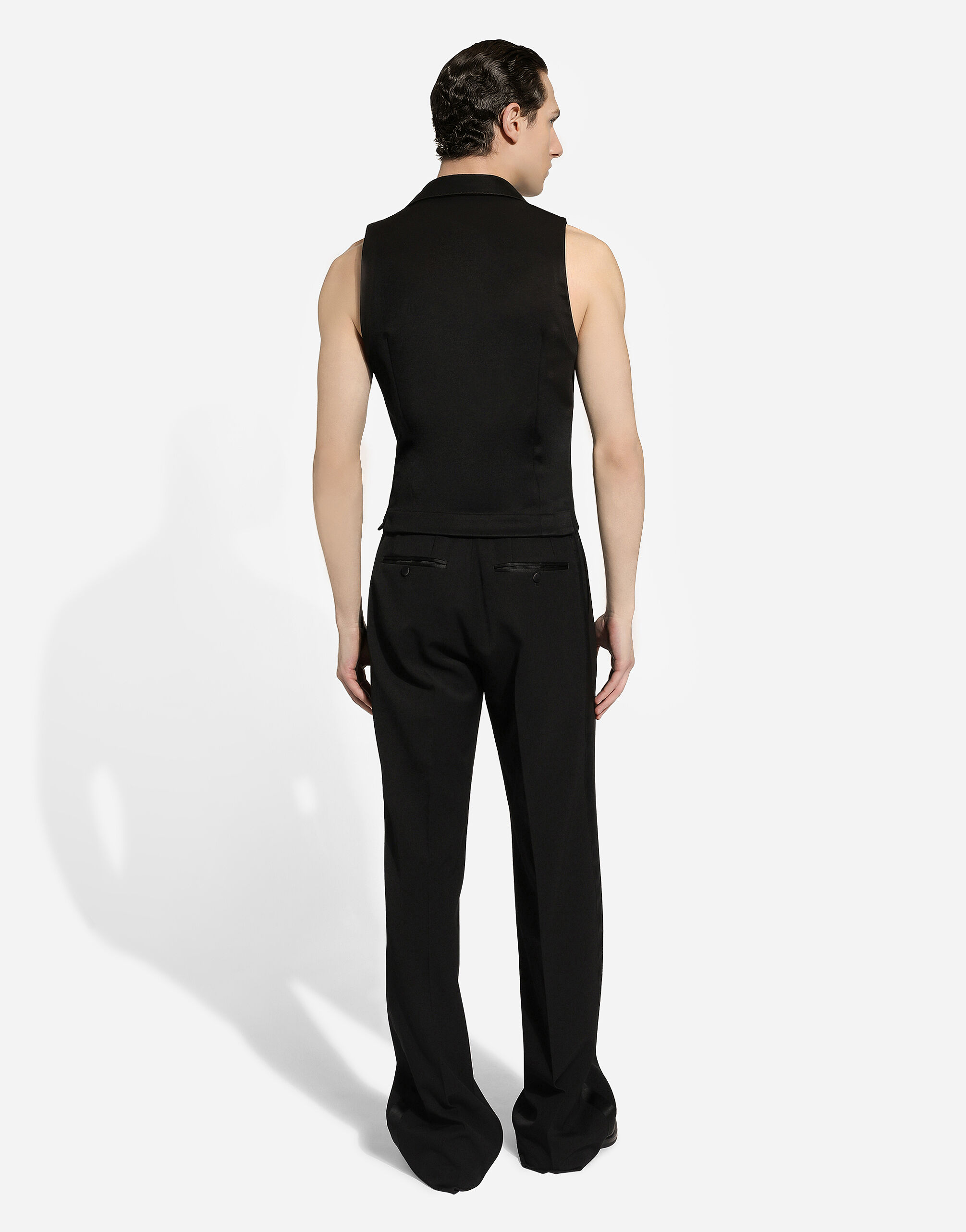 Single-breasted gabardine vest in Black for Men | Dolce&Gabbana® US