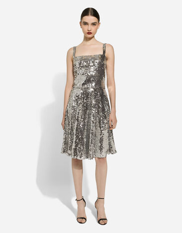 Dolce & Gabbana Sequined midi circle skirt Blue F4BBBTFLSEP