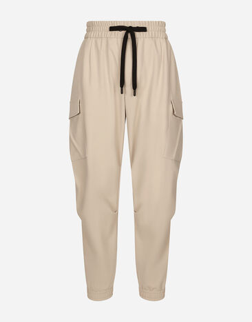 Dolce & Gabbana Cargohose aus Baumwollstretch mit Plakette Beige G9AOGTGH459