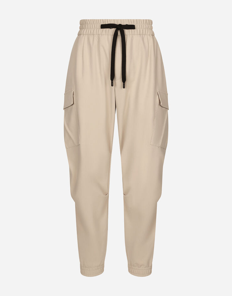 Dolce & Gabbana Pantalón cargo de algodón elástico con placa Beige GW5OHTGH459