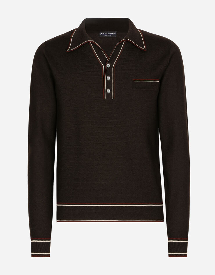 Dolce & Gabbana Wool polo-shirt with contrasting stripes Multicolor GXR25TJCVH9