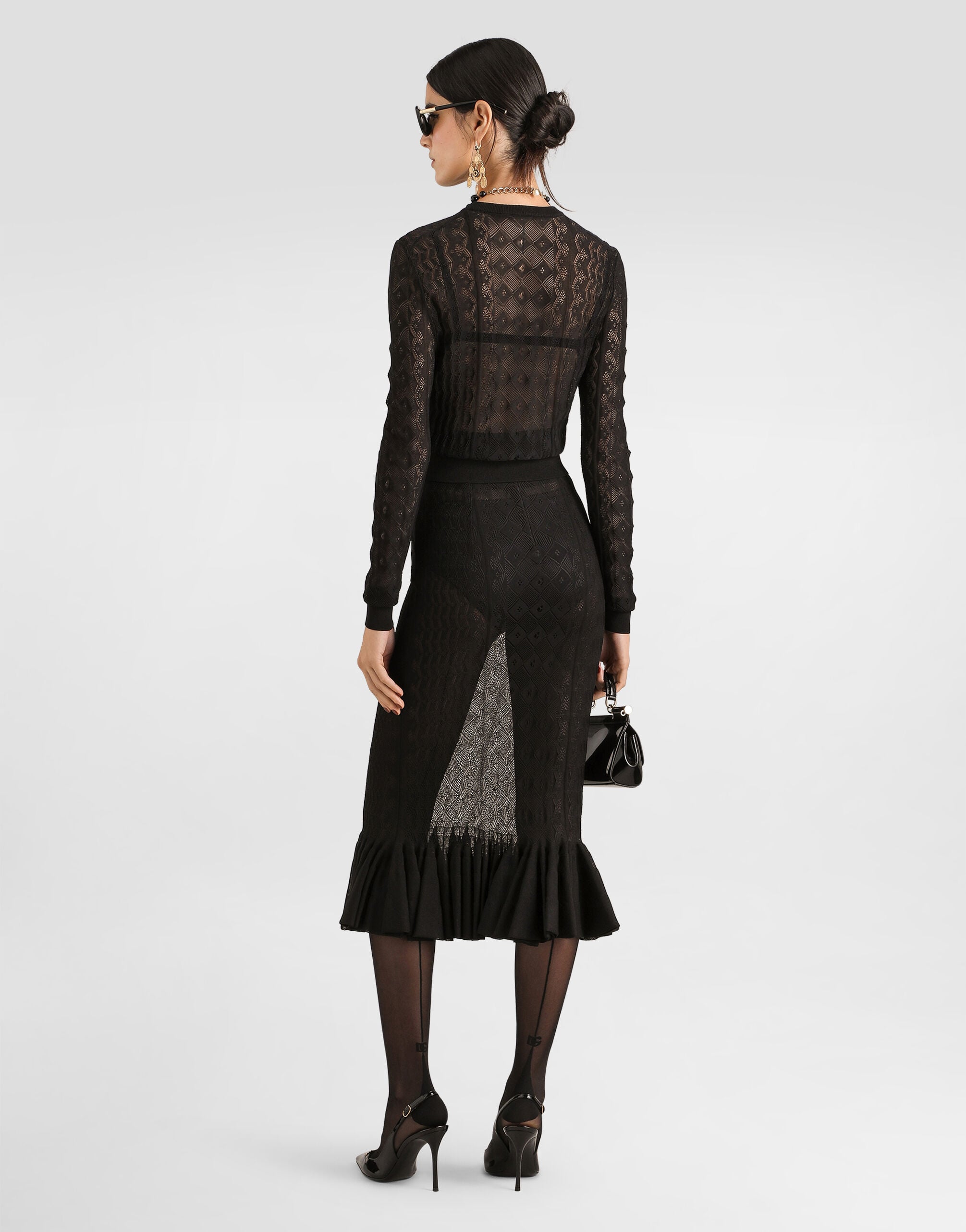 Lace-stitch knit skirt - thumbnail 3