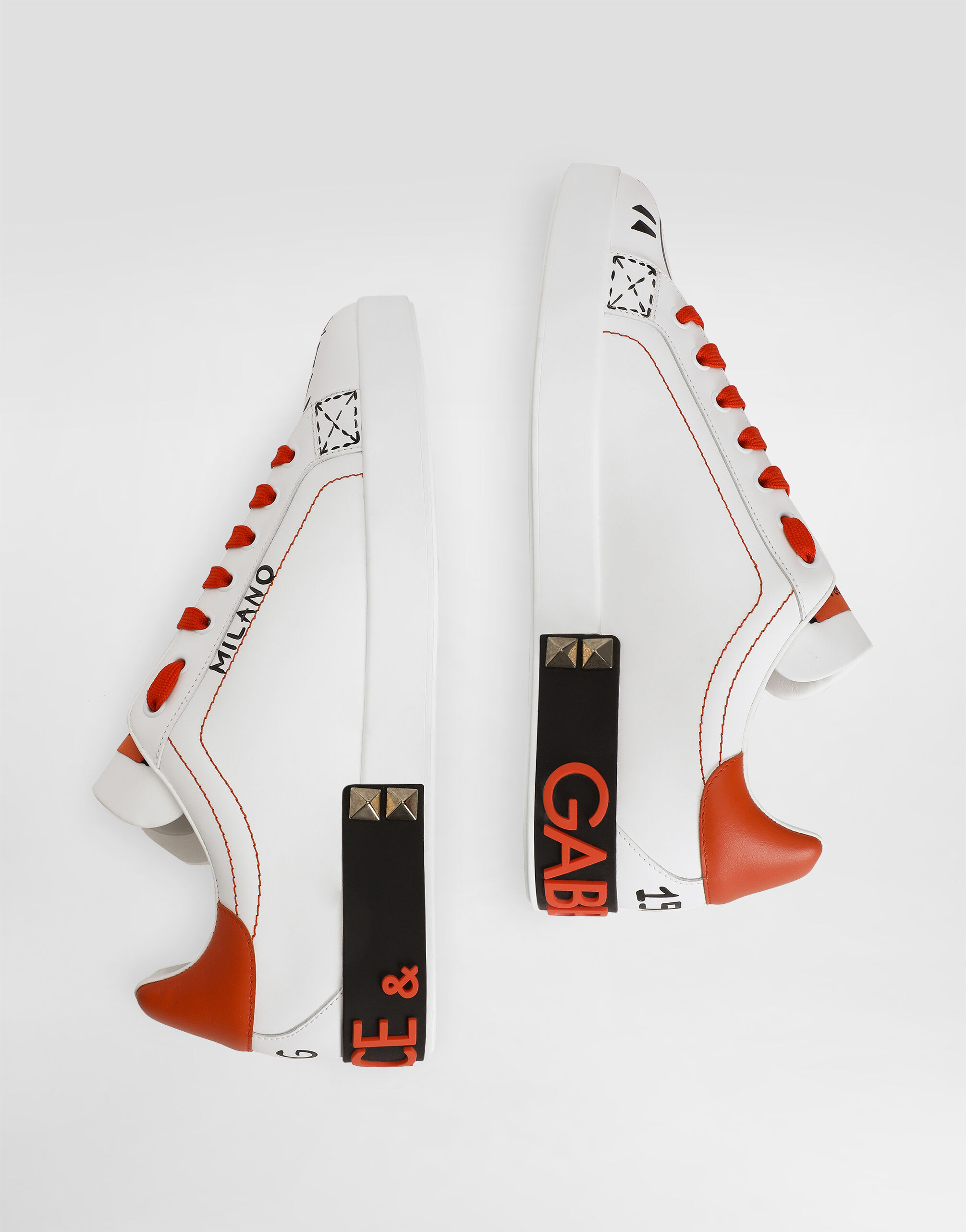 ドルチェ&ガッパーナ Calfskin Portofino sneakers with embroidery and studs in