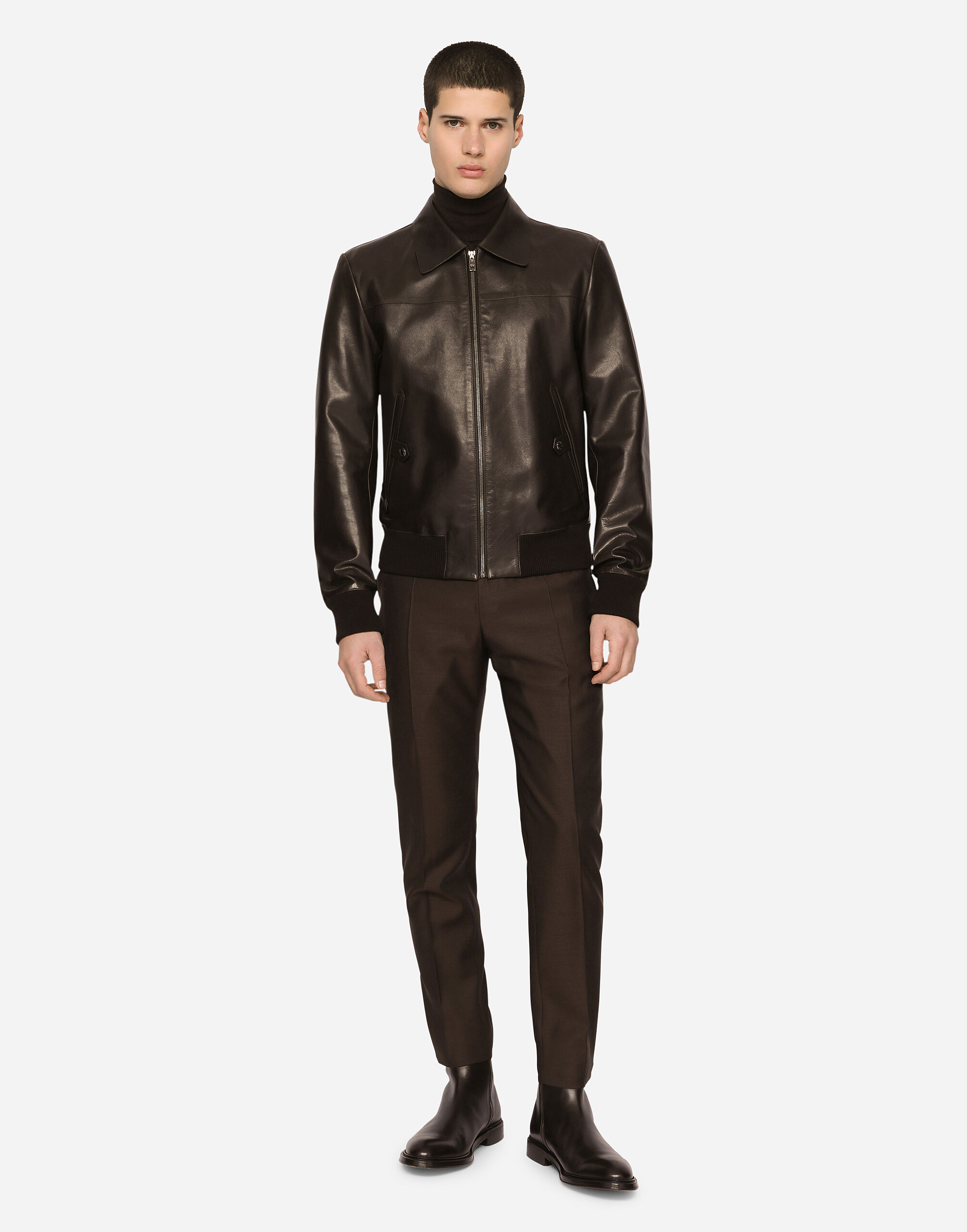 Leather jacket in Brown for Men Dolce Gabbana US