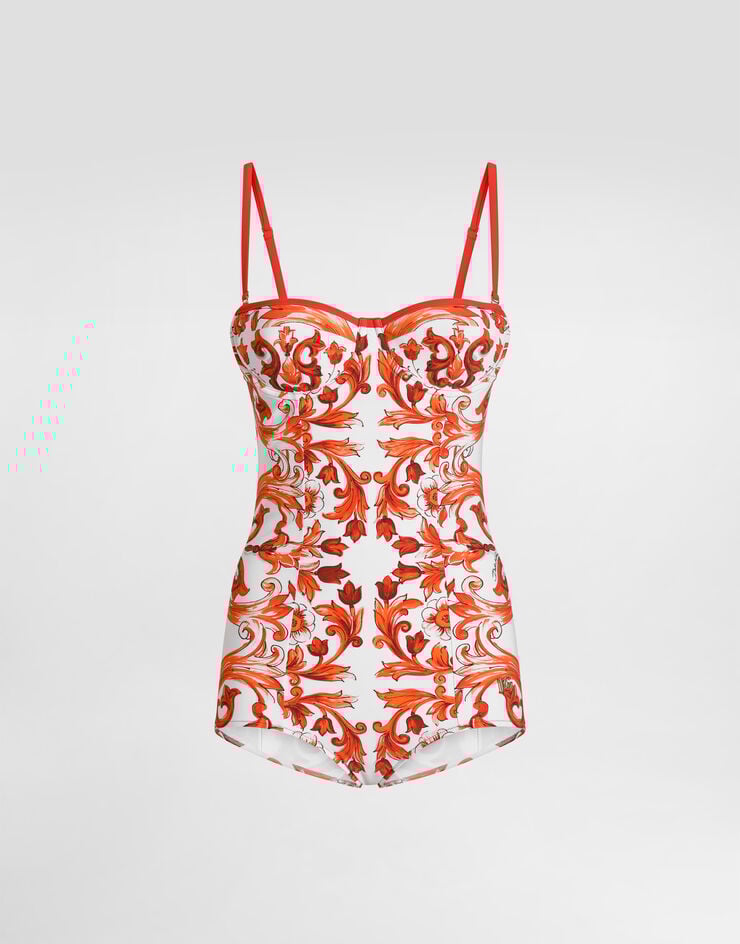 Dolce & Gabbana Majolica-print one-piece swimsuit Multicolor O9A13JONO19