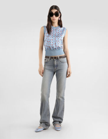 Dolce & Gabbana Small rose-print silk tank top Multicolor FXT43TJBSOQ