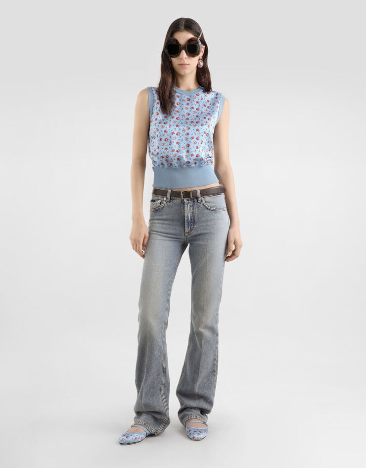 Dolce & Gabbana Small rose-print silk tank top Multicolor FXT43TJBSOQ