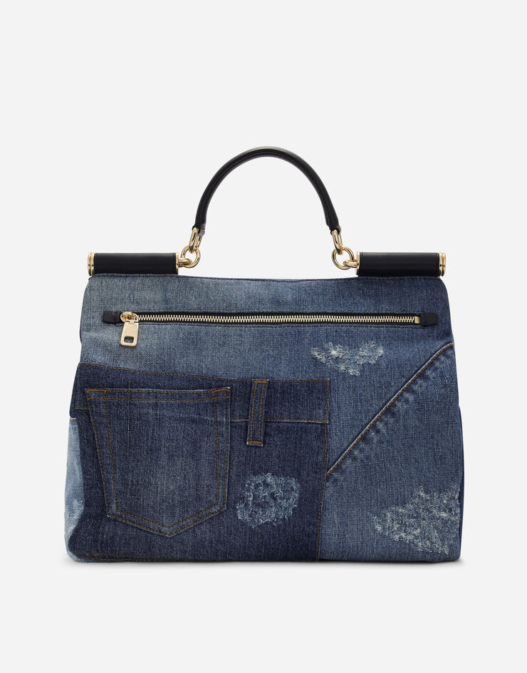 Dolce & Gabbana Sac Sicily soft grand format en patchwork de denim Denim BB7396AO621