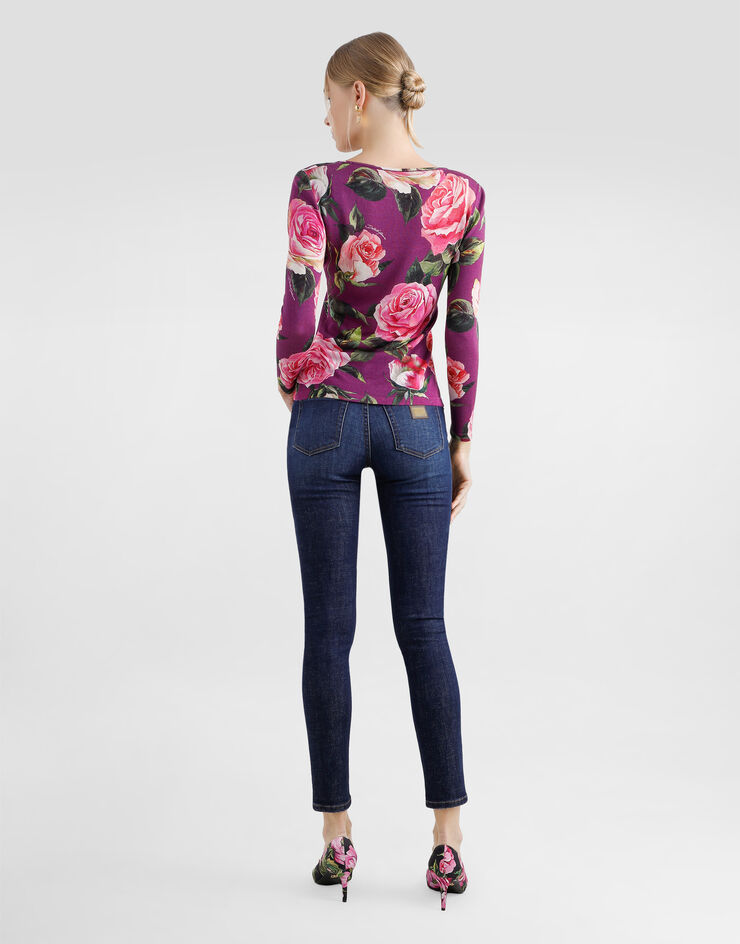 Dolce & Gabbana Rose-print silk sweater Print FXX82TJAHLC