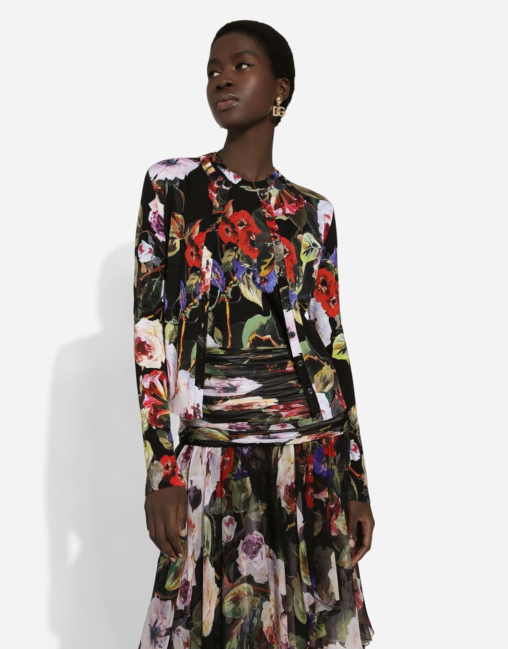 Dolce & Gabbana Silk cardigan with rose garden print Print FXV05TJAHJZ