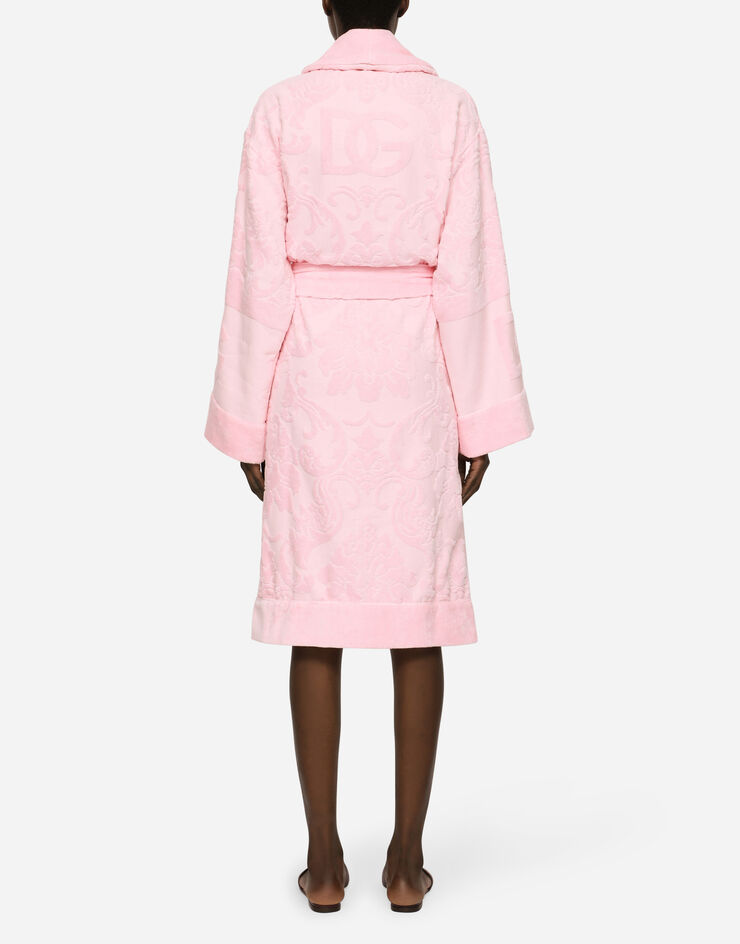 Dolce & Gabbana Bath Robe in Terry Cotton Jacquard Multicolor TCF009TCAGM