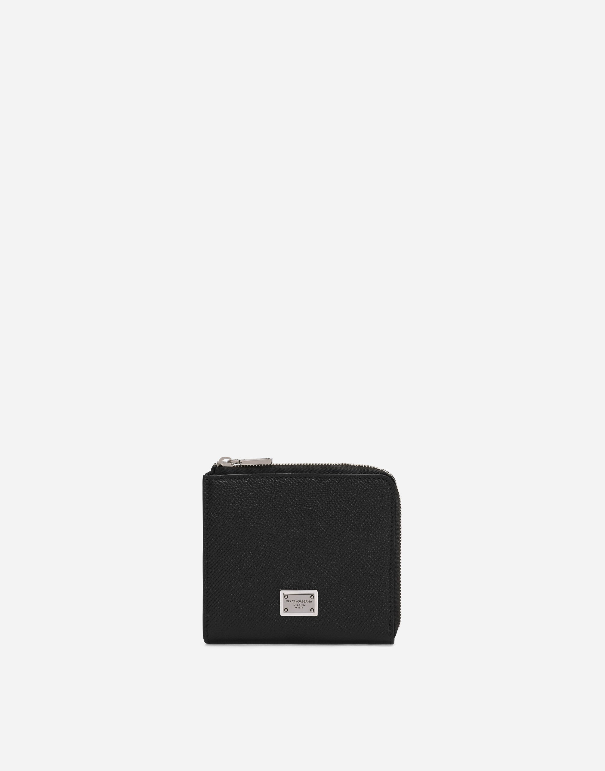 Dolce & Gabbana Calfskin card holder with branded plate Black BP1321AZ602