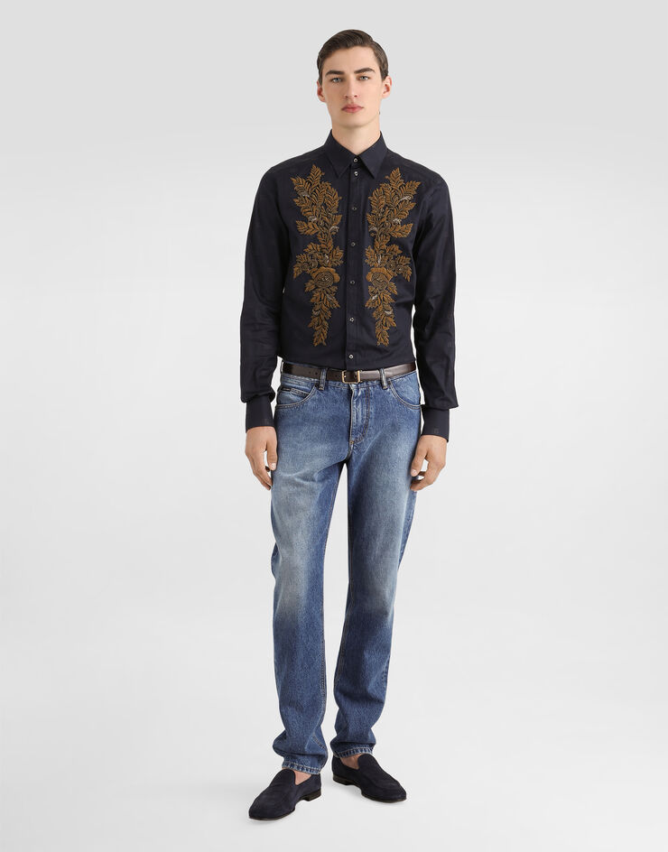 Dolce & Gabbana 徽标印花府绸 Martini 衬衫 Multicolor G5ML1ZHS5T7