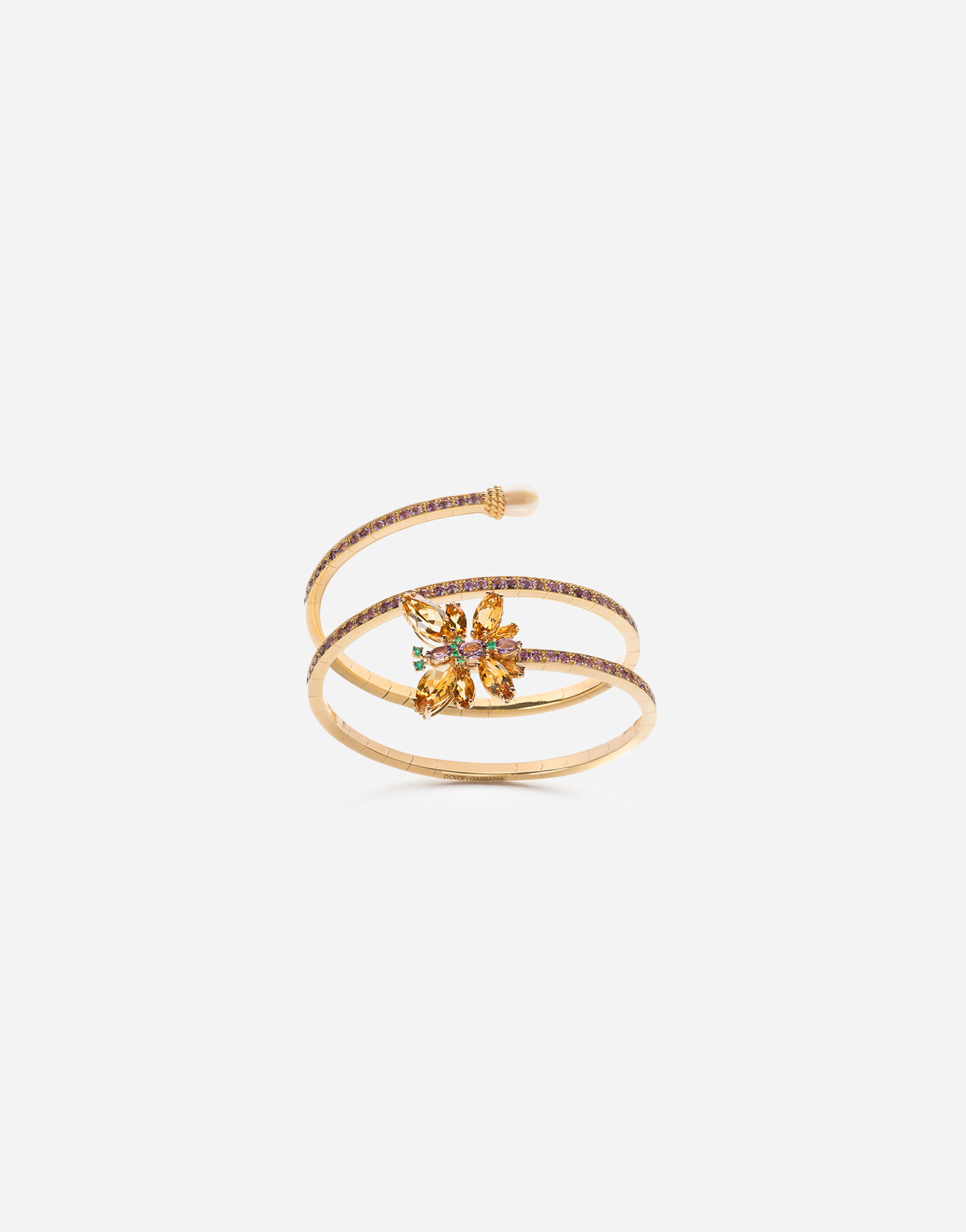 Dolce & Gabbana Bracciale Spring in oro giallo con castoni a farfalla Bianco WBQA1GWTSQS