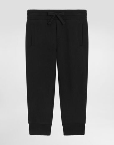 Dolce & Gabbana Fleece trousers with logo plate Black L4JPT0G7P1V
