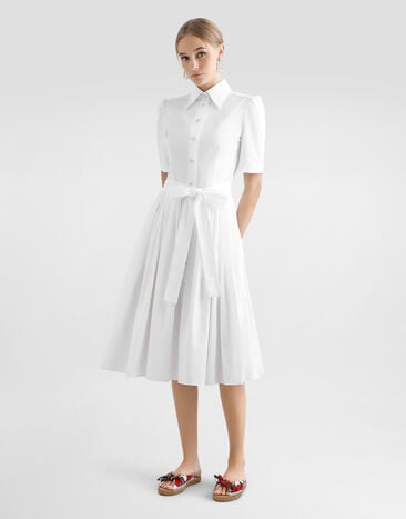 Dolce & Gabbana Cotton calf-length shirt dress White F6AGMTFU61A