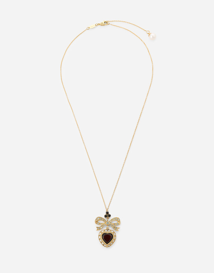 Dolce & Gabbana Pendente Heart con fiocco e cuore su catena in oro giallo Oro WAEL1GWGRA1