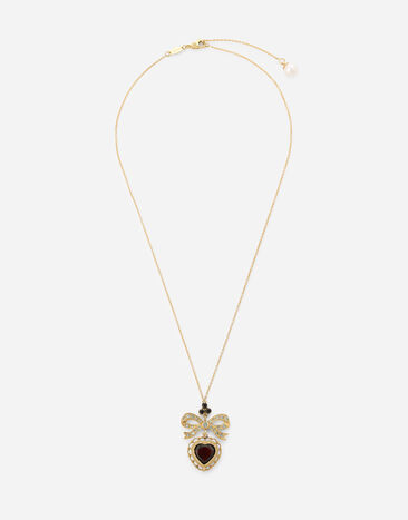 Dolce & Gabbana Colgante Heart con lazo y corazón sobre cadena de oro amarillo Oro Amarillo WALD1GWDPEY