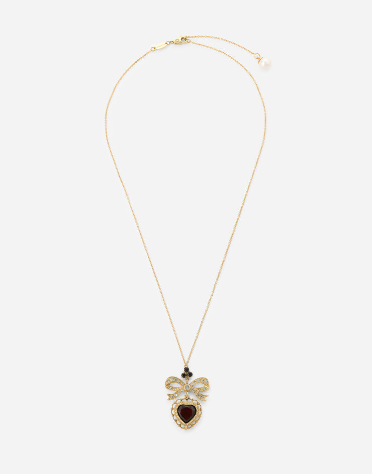 Dolce & Gabbana Подвеска heart с бантиком и сердцем на цепочке из желтого золота ЗОЛОТОЙ WAEL1GWGRA1