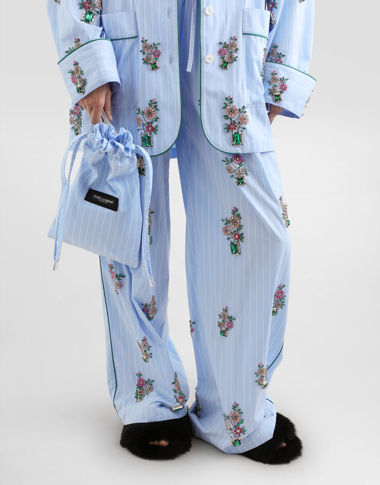 Dolce & Gabbana Essenza bag in striped poplin Azure BB7937A0577