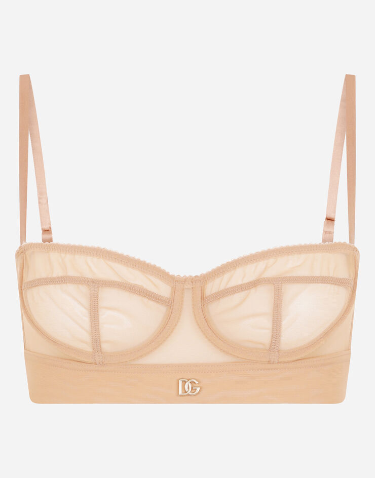 Dolce & Gabbana Tulle balconette bra with DG logo Multicolor O1C75TONL34