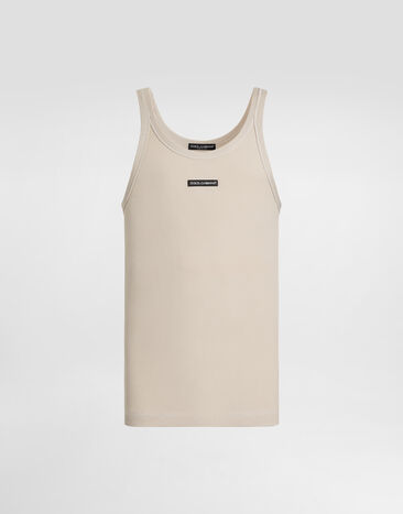 Dolce & Gabbana ラベル コットン タンクトップ ベージュ G8PA8TG7P3I