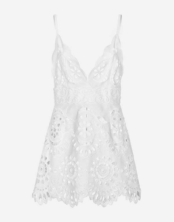 Dolce & Gabbana white cotton minidress with cut-out detailing