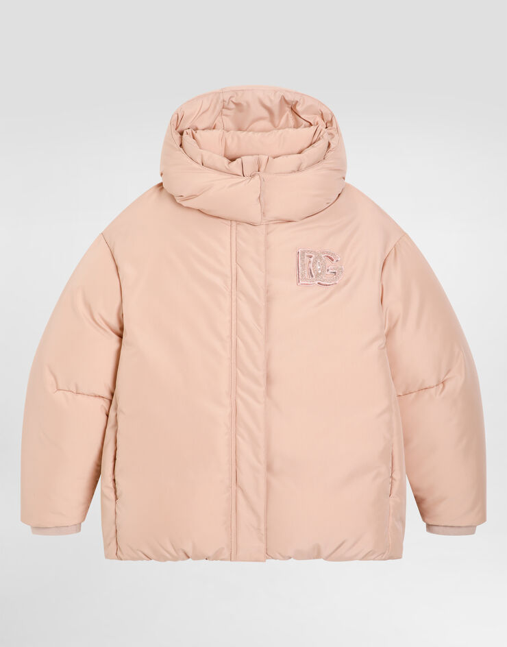 Dolce & Gabbana Short nylon down jacket Beige L5JBS1FUS3W